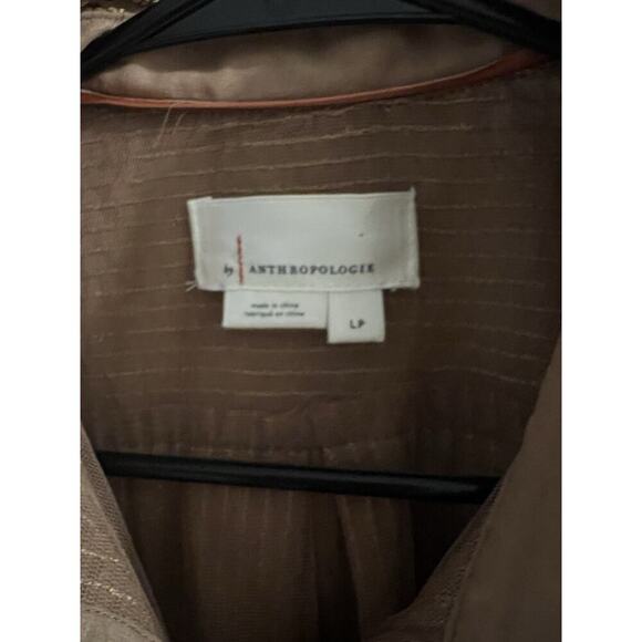 Anthropologie Brown Gold Remie Sequin Sparkle Button Up Blouse Sz LP - Picture 3 of 9